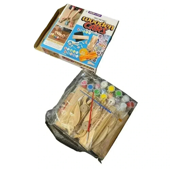 Made By Me Build & Paint 3 Wooden Race Cars DIY Kit Multicolor - New - Picture 3 of 4